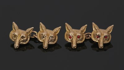 Lot 296 - A pair of Irish 9ct fox mask cufflinks, each...