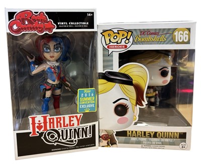 Lot 86 - A pair of boxed Harley Quinn vinyl figures, to...