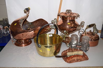 Lot 20 - A collection of copper and brass wares to...