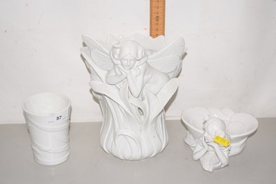 Lot 57 - Mixed Lot: Three porcelain vases, two formed...