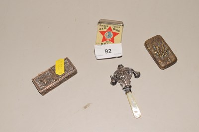 Lot 92 - Mixed Lot: A silver and mother of pearl baby...