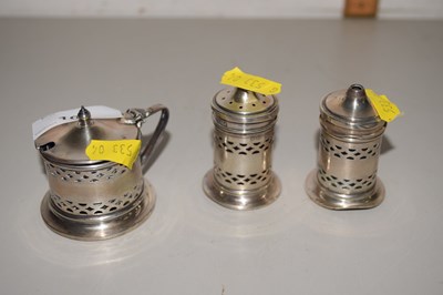 Lot 109 - A small hallmarked silver three piece cruet