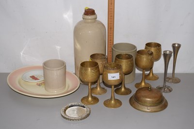 Lot 141 - Mixed Lot: Brass goblets, oval meat plate,...