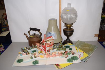Lot 161 - Mixed Lot: Brass based oil lamp, Action Man...