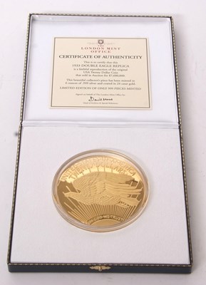 Lot 267 - The London Mint, 1933 Double Eagle Replica $20...