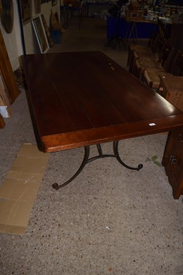 Lot 270 - Modern hardwood and metal framed rectangular...