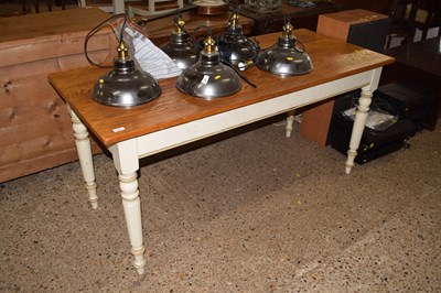 Lot 247 - A rectangular oak dining table with painted frame