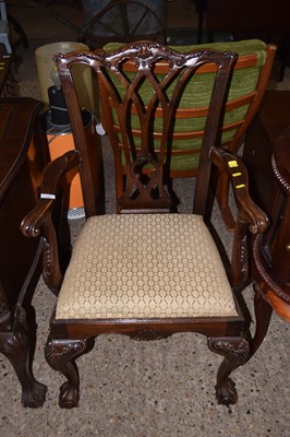 Lot 256 - A reproduction Georgian style mahogany carver...