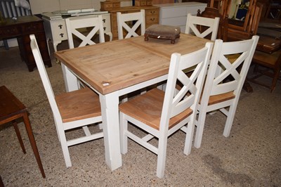 Lot 266 - Modern oak top extending dining table together...