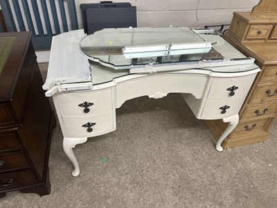 Lot 273 - A cream painted cabriole leg dressing table...