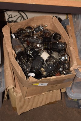 Lot 583 - Two cardboard boxes of various vintage radio...