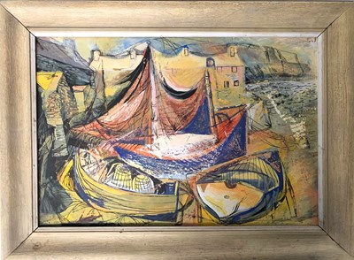 Lot 26 - Modern British, 20th century, Moored fishing...