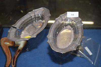 Lot 94 - A pair of small silver pierced bonbon dishes...