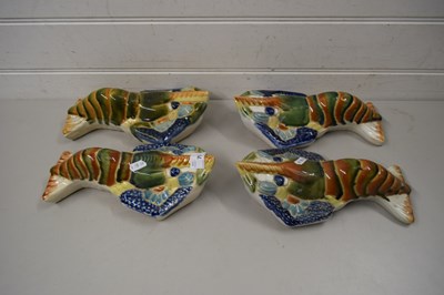 Lot 79 - FOUR POTTERY WALL POCKETS FORMED AS LOBSTERS