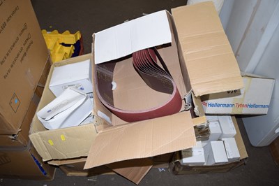 Lot 690 - Six boxes of various sander bands, sanding...