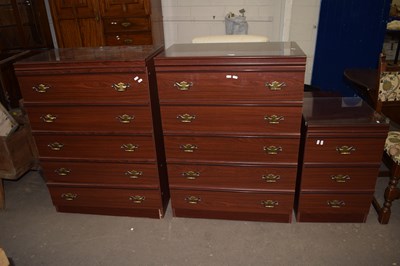 Lot 720 - A pair of dark wood finish bedroom chests and...