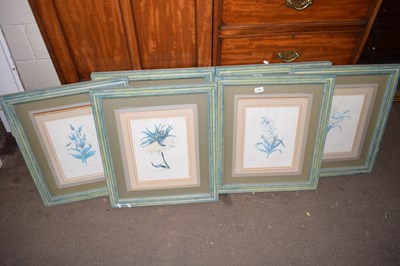 Lot 736 - A set of botanical prints in green finish frames