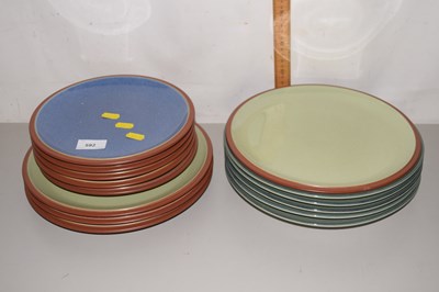 Lot 592 - Quantity of Denby plates and side plates in...