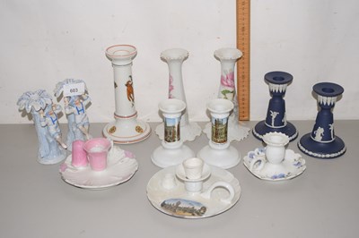 Lot 603 - Mixed Lot: Candlesticks and chamber sticks to...
