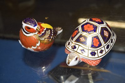 Lot 113 - Two Crown Derby paperweights modelled as a...