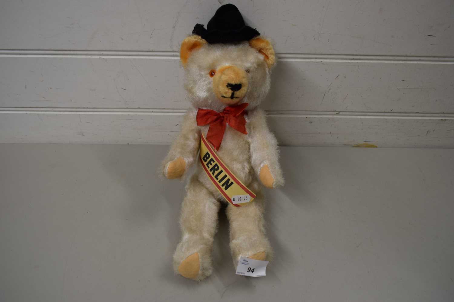 Lot 94 - VINTAGE ARTICULATED TEDDY BEAR MARKED 'BERLIN'