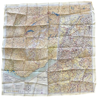 Lot 1068 - A double-sided silk map of The German-Belgian...