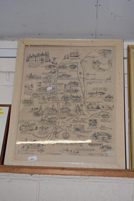 Lot 201 - A framed map depicting Rochester and The...