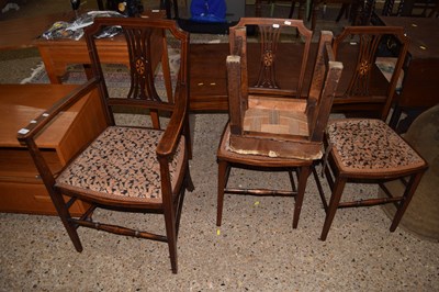 Lot 257 - A set of three Edwardian chairs with target...