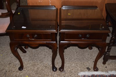 Lot 303 - Pair of cabriole legged bedside cabinets