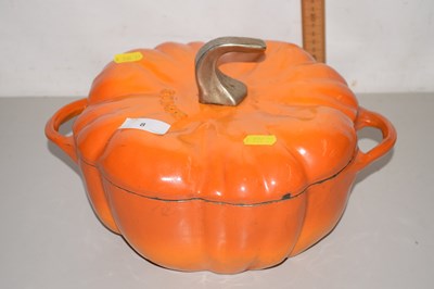 Lot 8 - A large orange coloured metal tureen and cover...