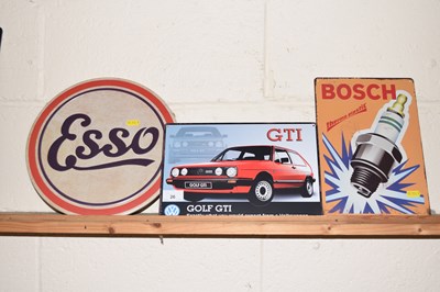 Lot 26 - Metal sign Golf GTI, Bosch Spark Plugs and an...
