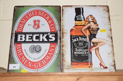 Lot 28 - Tin signs for Becks and Jack Daniels