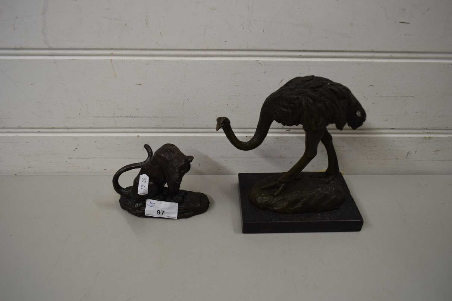 Lot 97 - CONTEMPORARY BRONZE SMALL MODEL OF AN OSTRICH...