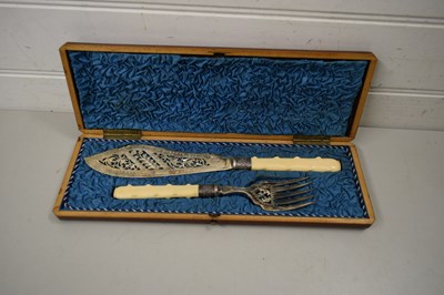 Lot 99 - CASED PAIR OF SILVER PLATED FISH SERVERS