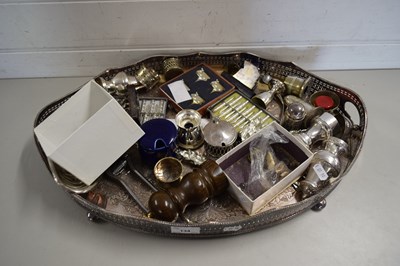 Lot 134 - SILVER PLATED TRAY CONTAINING VARIOUS...