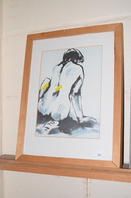 Lot 32 - A print with seal mark in wooden frome
