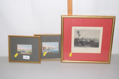 Lot 43 - A group of prints and a watercolour entitled...