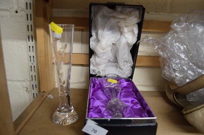 Lot 70 - A glass bud vase and further boxed vase
