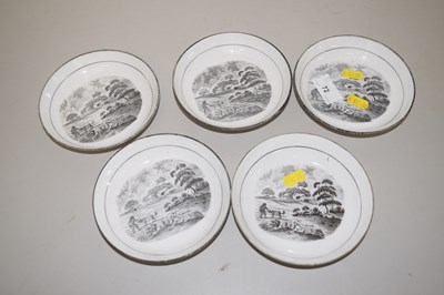 Lot 72 - Group of five 19th Century bat printed saucers...