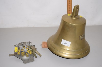Lot 84 - A brass bell dated 1839 together with an AA...