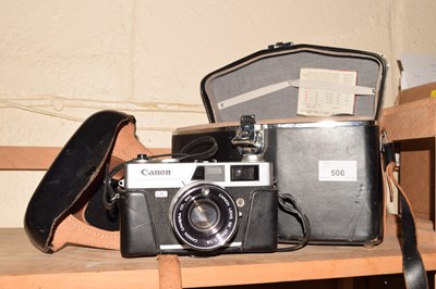 Lot 506 - Camera case containing Canonet QL19, 35mm...