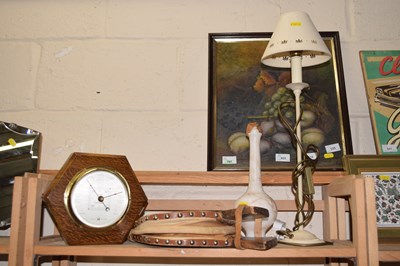 Lot 536 - Lamp, bellows, small barometer etc