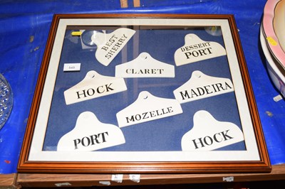 Lot 545 - Mounted display of wine labels