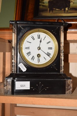 Lot 551 - Small slate mantel clock