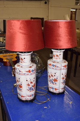 Lot 583 - A pair of Oriental style large ceramic table...