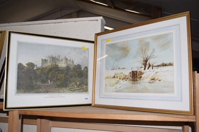 Lot 590 - Coloured print "Belvoir Castle" together with...