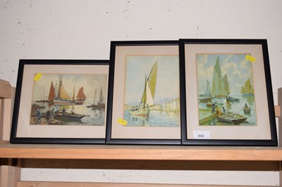 Lot 593 - Three various small framed watercolours of...