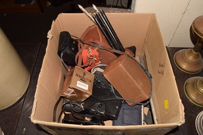 Lot 605 - Box containing a quantity of various cameras...