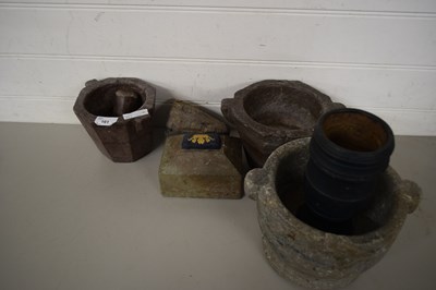 Lot 161 - COLLECTION VARIOUS STONE PESTLES AND MORTARS...