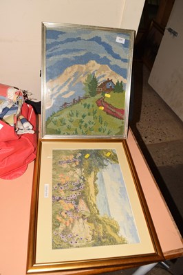 Lot 622 - Framed needlework picture and print